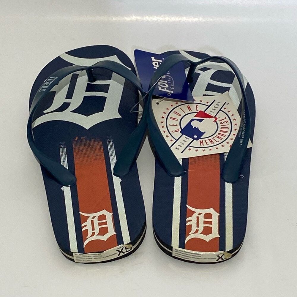 Foco Women's Blue Orange Detroit Tigers MLB Gradient Flip Flops Sandals Size XS